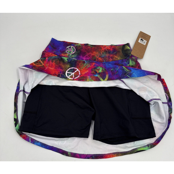 Dona Jo Skort Skirt Womens 2 Multicolor Peace Tennis Pickleball - Picture 9 of 11